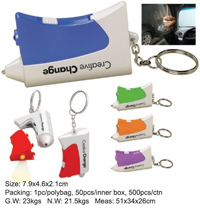 Emergency Hammer Key Chain with Flashlight 669